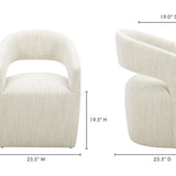 Barrow Dining Chair White Mist Fabric with Castors