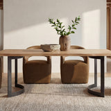 Barrow Dining Leather Chair with Castors