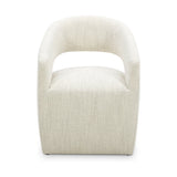 Barrow Dining Chair White Mist Fabric with Castors