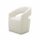 Barrow Dining Chair White Mist Fabric with Castors