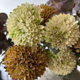 Faux Ochre Scabiosa Spray - 26" L