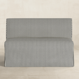 Lindy - Slip Covered Bench Dining Chair with Striped Fabric