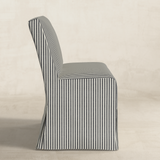 Lindy - Slip Covered Bench Dining Chair with Striped Fabric